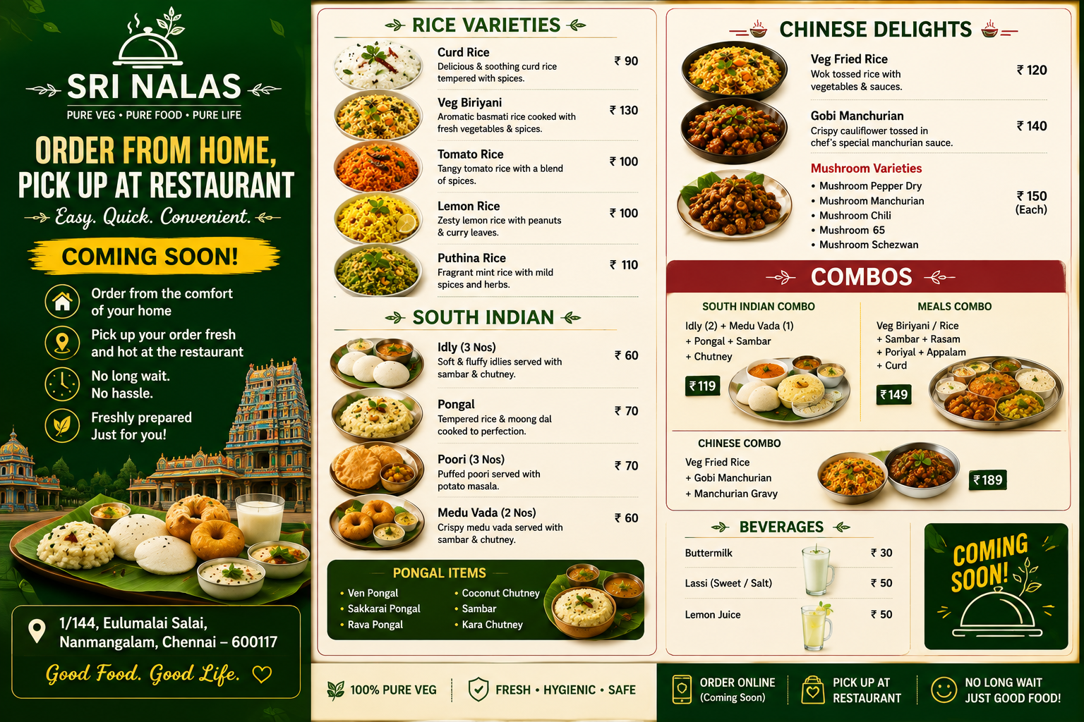 Sri Nalas menu and food